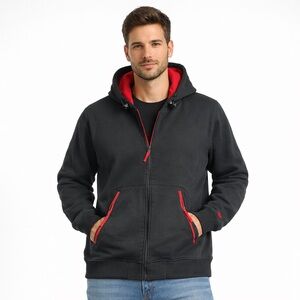 Athletic Works Black Red Zip Hoodie Fleece Jacket Men’s 3XL